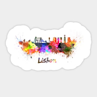 Lisbon skyline in watercolor Sticker
